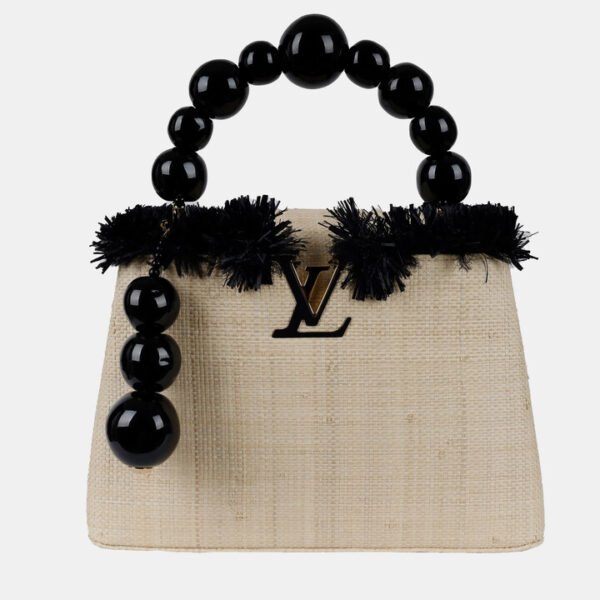 Louis Vuitton ArtyCapucines PM Black Beaded Bag - '20s Beige Canvas