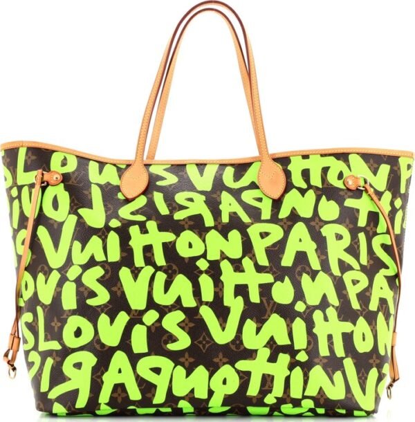 Louis Vuitton Neverfull Graffiti GM Lime Green Tote Bag